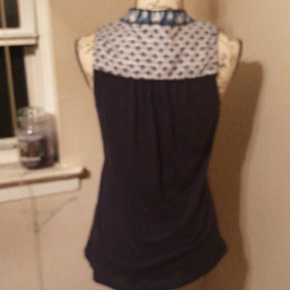 ANTHRO AKEMI & KIN NAVY BLUE BOHO SLEEVELESS TOP M - Picture 4 of 4